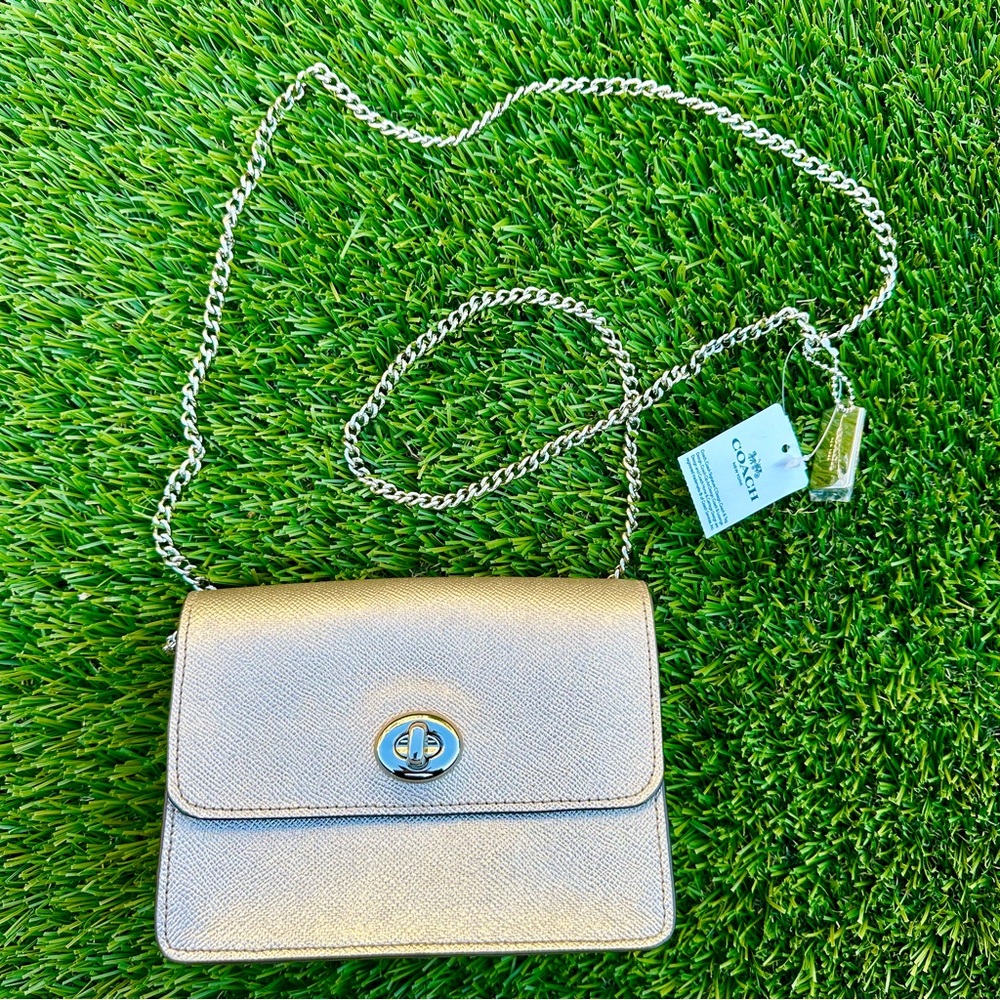 NWT Coach Gold Metallic Shoulder Crossbody Bag